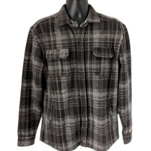 Johnnie -O Stalone Fleece Shacket Men's Medium Havana EUC 90s Grunge Plaid